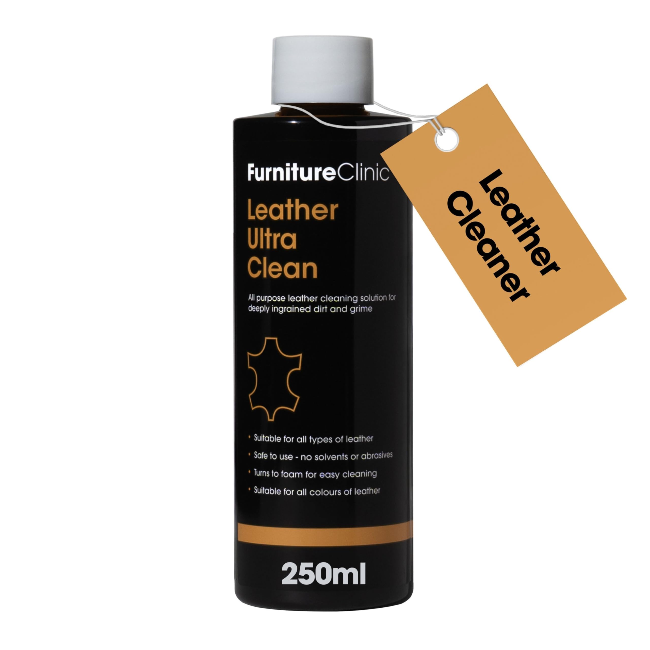 Furniture Clinic Leather Ultra Clean - 250ml - All-Purpose Leather Cleaner - Leather Cleaner for Sofas - Leather Car Interior Cleaner - Deep Cleans All Leather Types and Colours