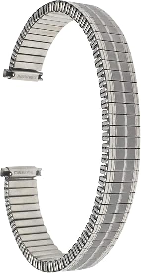 Bracelet De Montre Extensible En Acier Inoxydable Argenté - Largeur 13 Mm - Marque Evinger USA