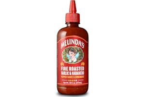 MELINDA'S Melinda’s Fire Roasted Garlic & Habanero Hot Sauce - Made with Slow Roasted Garlic, Fresh Peppers, Lime Juice - Rich & Smoky Habanero Hot Sauce 16oz, 1 Pack