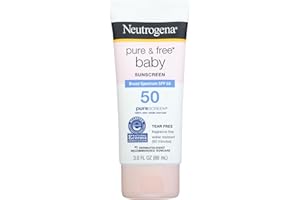 Neutrogena Pure & Free Baby Mineral Sunscreen Lotion with Broad Spectrum SPF 50 & Zinc Oxide, Water-Resistant, Hypoallergenic & Tear-Free Baby Sunscreen, Paraben-Free, Dye-Free, 3 fl. oz, 1 Pack