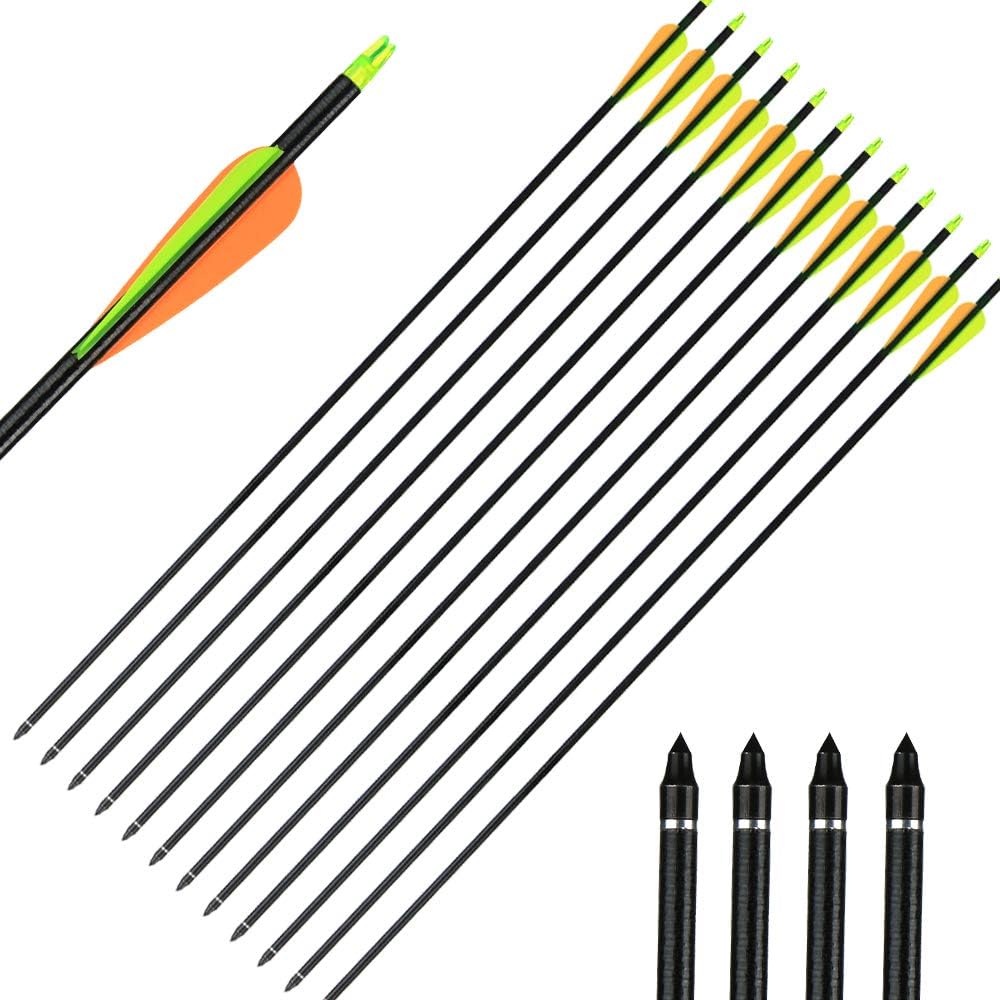 IRQ 32inch Fiberglass Arrows Targeting Practice Adjustable Nocks Screw in Replaceable Arrow Tips for Compound Recurve Bow : Sports & Outdoors