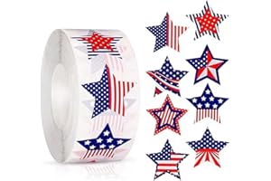 NETTEMPT Patriotic Label Star American Flag Stickers, 500 Pcs 1.5-inch Patriotic Stickers, 4th of July Stickers, Memorial Day Stickers