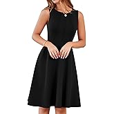 YATHON Fit and Flare Cocktail Dress A-Line Pleated Knee Length Stretchy Semi Formal Dresses for Women with Pockets