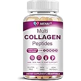 Multi Collagen Peptides Softgel for Women & Men - Type I, II, III, V, X - Hydrolyzed Collagen Peptides with Biotin, Vitamin C & Hyaluronic Acid - Support Skin, Hair, Nail & Joint - Non-GMO, 60 Softgel