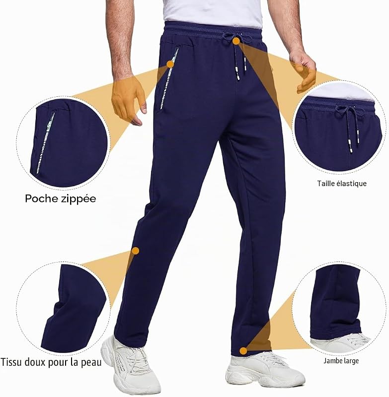 Jogging Homme Pantalons de Survêtement Hommes Bleu L