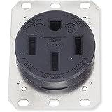 KELLEMS HBL9450A Single, 3 Pole 4 Wire, 50A 125/250V, 14-50R, Black, Receptacle, Straight Blade, Flush