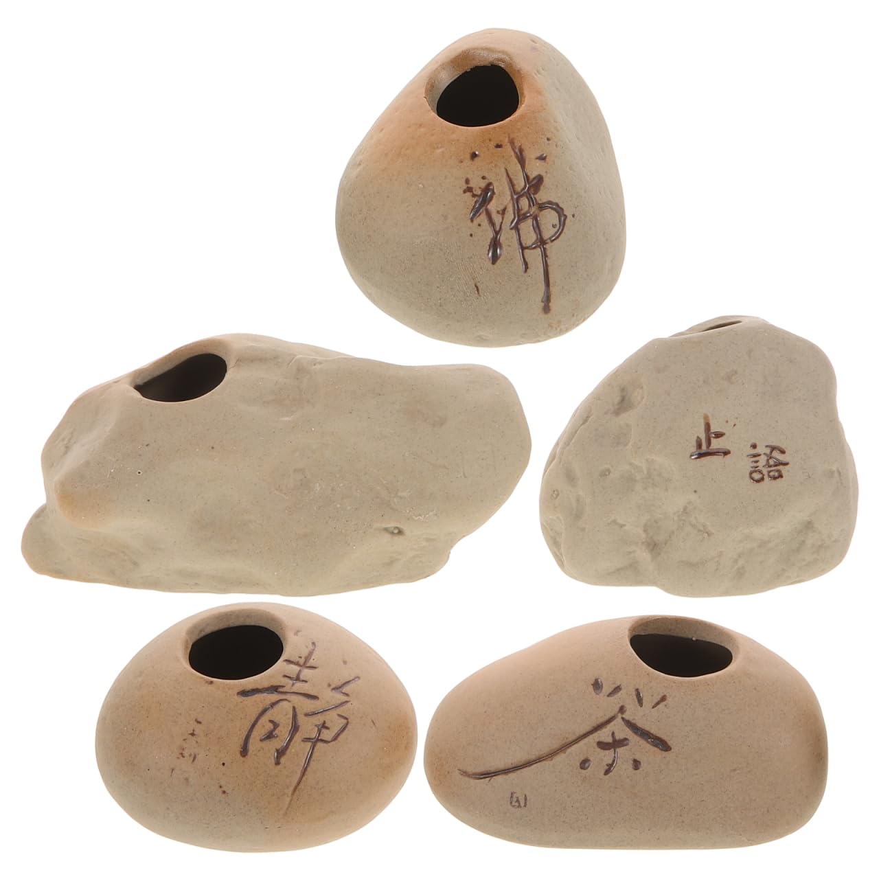 Yardwe 5Pcs Ceramic Aquarium Plant Pots Aquatic Plant Holders Fish Tank Ornaments Planter for Fresh and Saltwater Fish Tank Decor