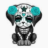 Cute Teal Blue Day Of The Dead Puppy Dog Pink Sticker Vinyl Waterproof Sticker Decal Car Laptop Wall Window Bumper Sticker 5