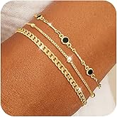 Gold Bracelets for Women Dainty 14K Gold Plated Stack Set Trendy Stackable Bracelets for Women Waterproof Adjustable Bracelet Stack Jewelry Birthday Gift