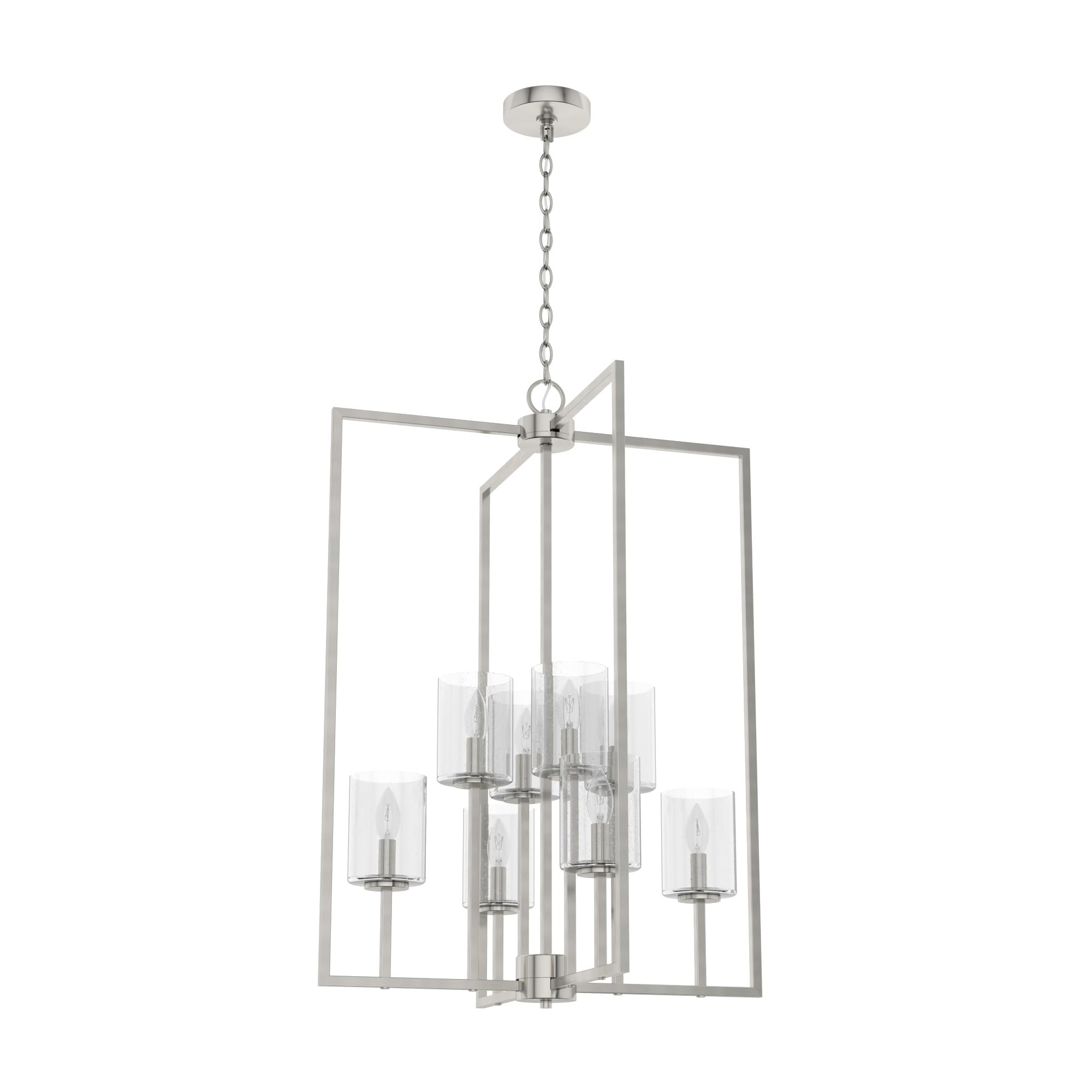 Photo 1 of Hunter - Kerrison 8-light Brushed Nickel, Large Pendant Light, Dimmable, Rectangle Shaped, for Bedrooms, Kitchens, Dining, Living Rooms - 19543