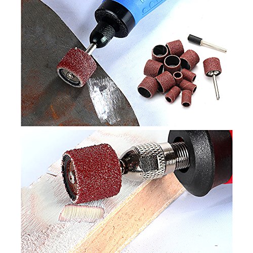 Coceca Sanding Drum Kit with 270 Pieces Sanding Band Sleeves and 12 Pieces Drum Mandrels for Dremel Rotary Tool