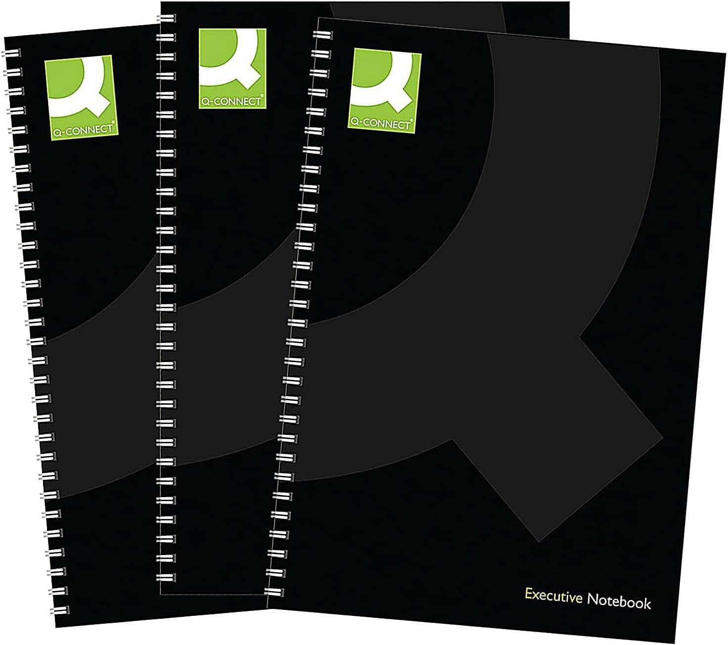 Q-Connect A5 Wirebound Book - Black, Pack of 3