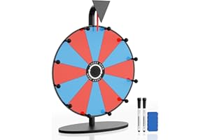EBLIKI 12" Prize Wheel Heavy Duty, Dual Use Spinning Wheel Tabletop, 12 Slots Color Spinner Wheel, Editable Raffle Wheel with Dry Erase Markers & Eraser for Fortune Carnival Games