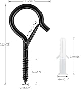 KINGLAKE Screw in Hooks 12 Pcs Q Hanger Hooks for Outdoors Black view 3