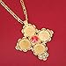 Big Size Ethiopian Cross Coin Stone Pendant for Unisex 18K Real Gold Plated Fashion Jewelry African