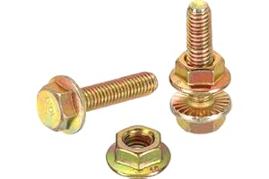 uxcell M6 x 25mm Flanged Hex Head Bolts, 20Pcs Zinc-Plated Carbon Steel Flange Hexagon Screws with Nuts, Fully Threaded, for 