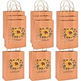 Fun Express Medium Sunflower Kraft Paper Gift Bags - Party Supplies - 12 Pieces