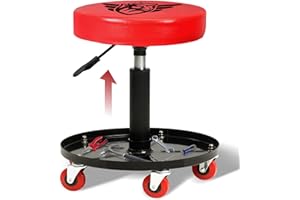 BullsArmor V2 Mechanic Rolling Stool - ArmorFlex Cushion Technology - Heavy Duty Adjustable Height Pneumatic Garage Shop Seat