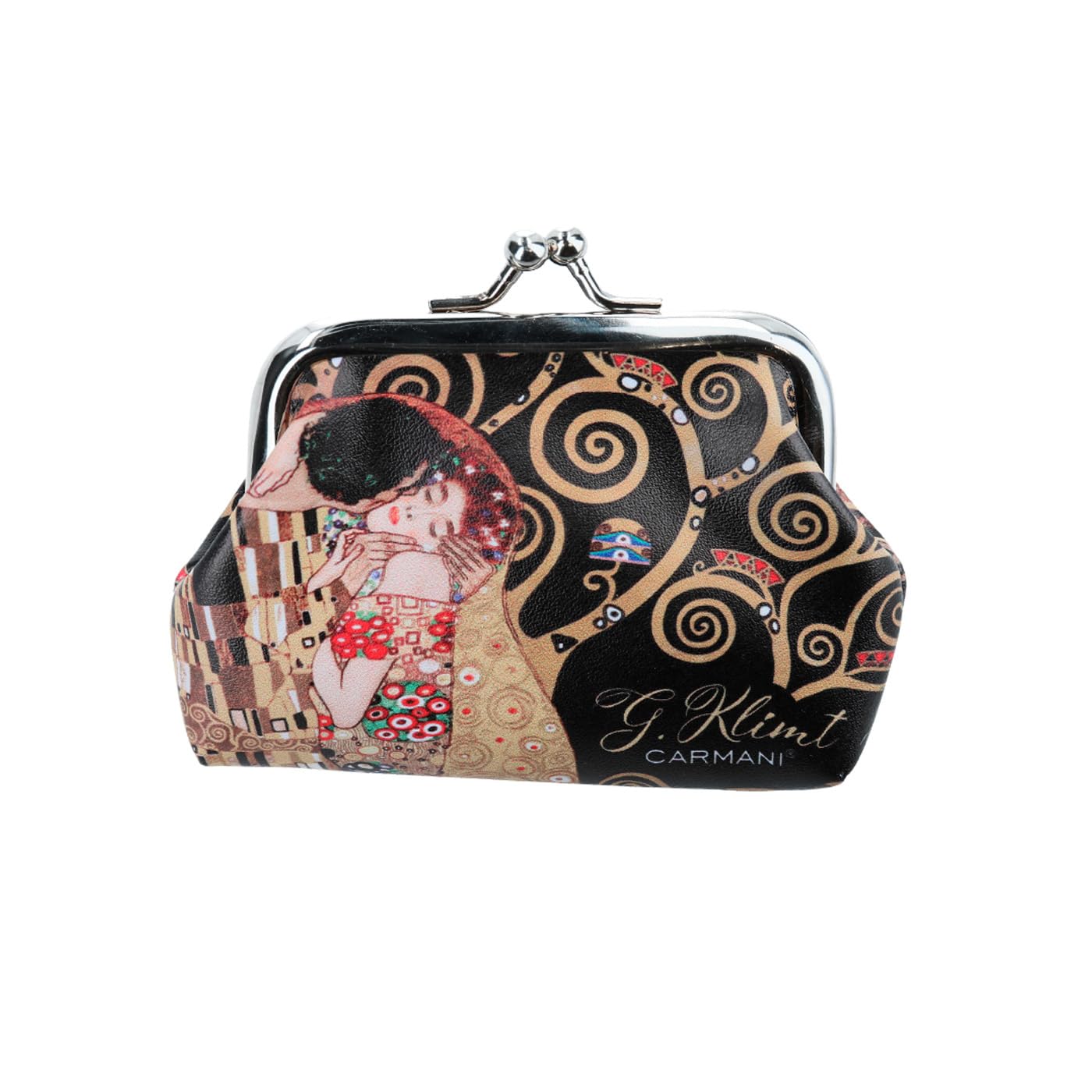 CARMANI - Small Ladies Clasp Coin Purse with Gustav Klimt The Kiss