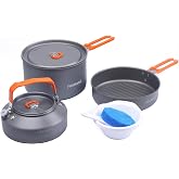 Fire-Maple Feast Outdoor Camping Cookware, Pot and Pan Set Stackable Kit | Hard-anodized Aluminum, Stackable Storage, PFOA-free, Pot+Frypan+Kettle, Ideal for Group