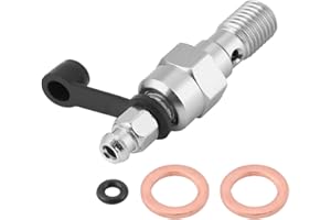 Aramox Banjo Bolt, M10 x 1.25mm Motorcycle Brake Master Cylinder Caliper Bleed Screw Nipple, Banjo Bolt with Dust (Silver)