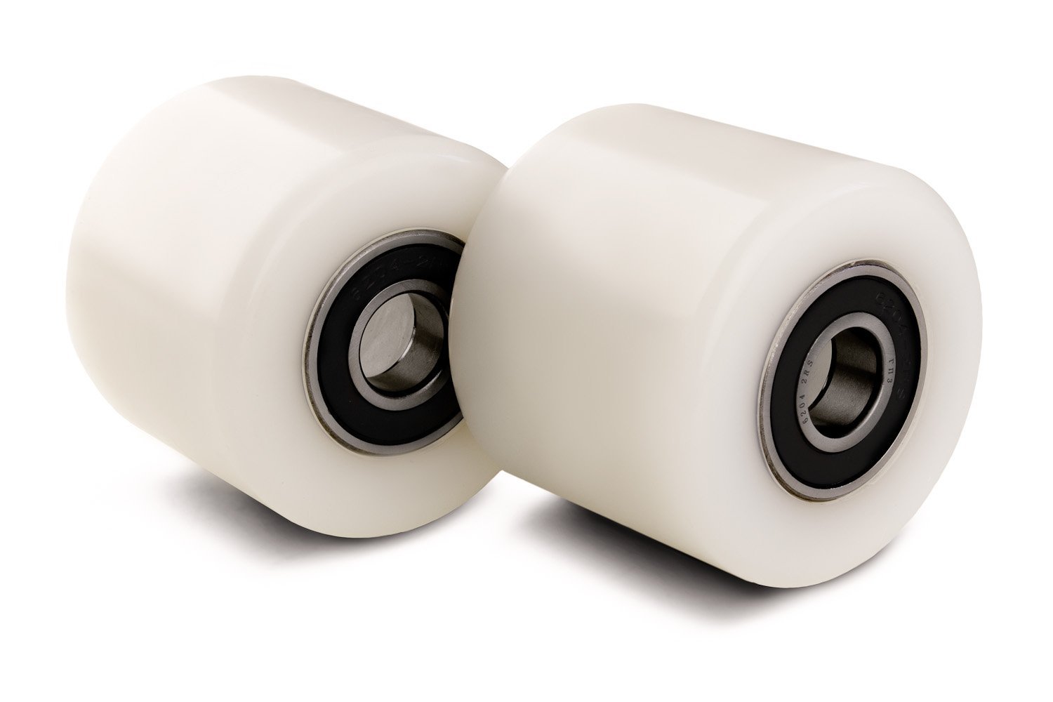 Set of 2 x Pallet Truck Rollers (2-pack kit, Diameter 82mm Width 70mm) Nylon Load Roller/Wheel with Ball Bearings 20mm bore, size 82x70x20mm 700kg