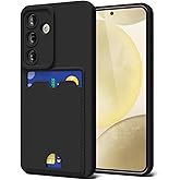 oakxco for Samsung Galaxy S25/ S24 Case with Card Holder, Cute Silicone Wallet Phone Case with Credit Card Slot, Soft Rubber Thin Slim Purse for Women Men with Camera Cover Protection, Black