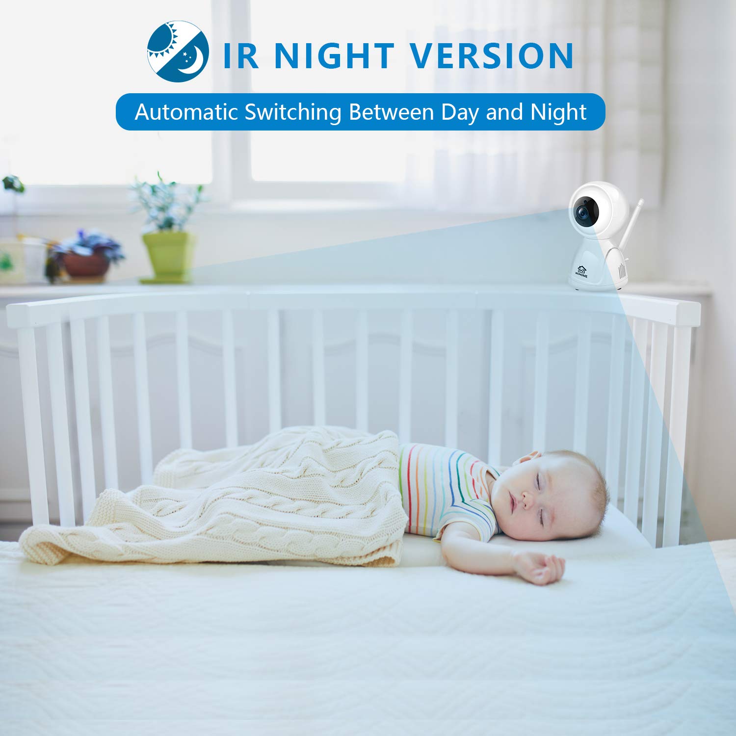 Wohome LY-129 Video Baby Monitor with Camera and Audio, Remote Pan, Tilt, One-click Zoom, 720 HD 5"Display, 2-Way Talk, 900ft Range, Tem/sound alert, Night Vision, Thermal Monitor and Wall Mount kit : Baby