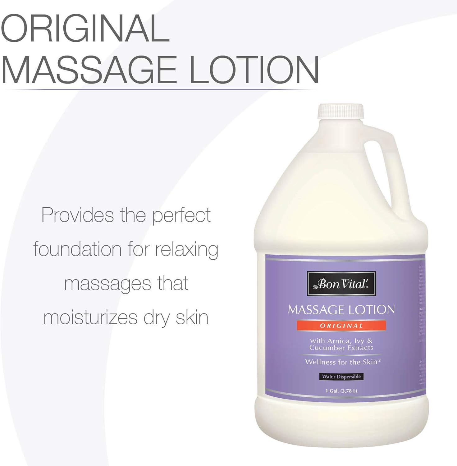 Bon Vital' Original Massage Lotion for a Versatile Massage Foundation to Relax Sore Muscles & Repair Dry Skin, Lightweight, Non-Greasy Formula to Moisturize and Repair Dry Skin, 1 Gallon Bottle: Health & Personal Care