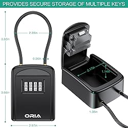 ORIA Key Lock Box, 4 Digit Combination Lock