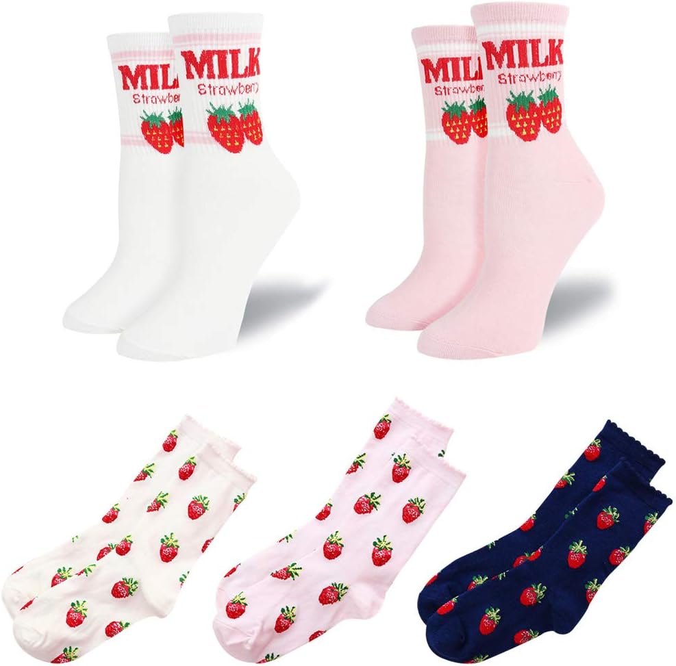 Kawaii Sweet Women's Socks Funny Cute Cream Candy Color Milk Strawberry Socks For Girl Christmas Gift Japanese Harajuku Funny Socks Calcetines Mujer