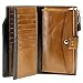 Itslife Women's RFID Blocking Large Capacity Luxury Wax Genuine Leather Clutch Wallet Card Holder Ladies Purse(Khaki RFID Blocking)