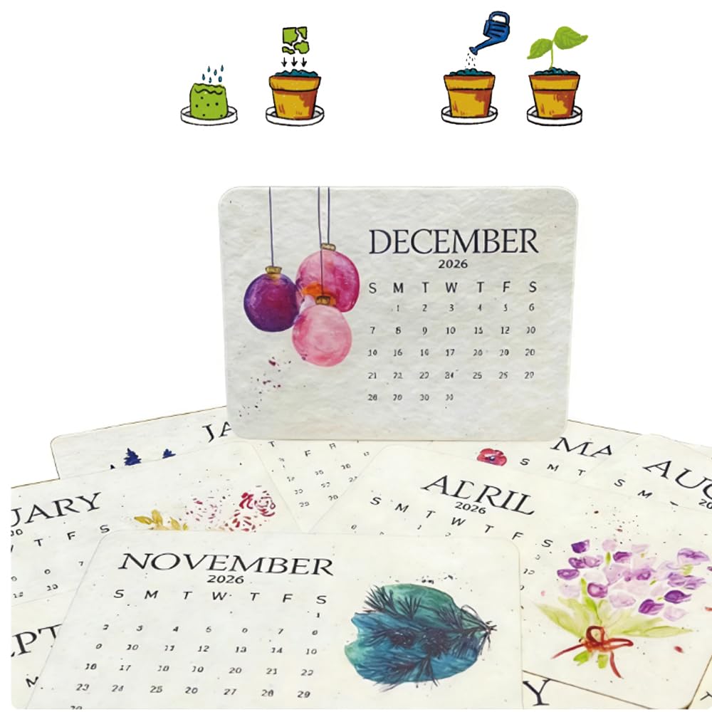 Photo 1 of 2026 Seed Calendar-No wooden frame,Plantable Eco-Friendly Calendar, Monthly Different Plant Seeds, Creative Gardening Gift?Living, Home Decor