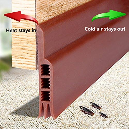 Impfunical Under Door Seal Bottom Strip Sweep Weather Stripping Energy &amp; Money Saving Draft Stopper，2" Width x 36" Length (Brown)