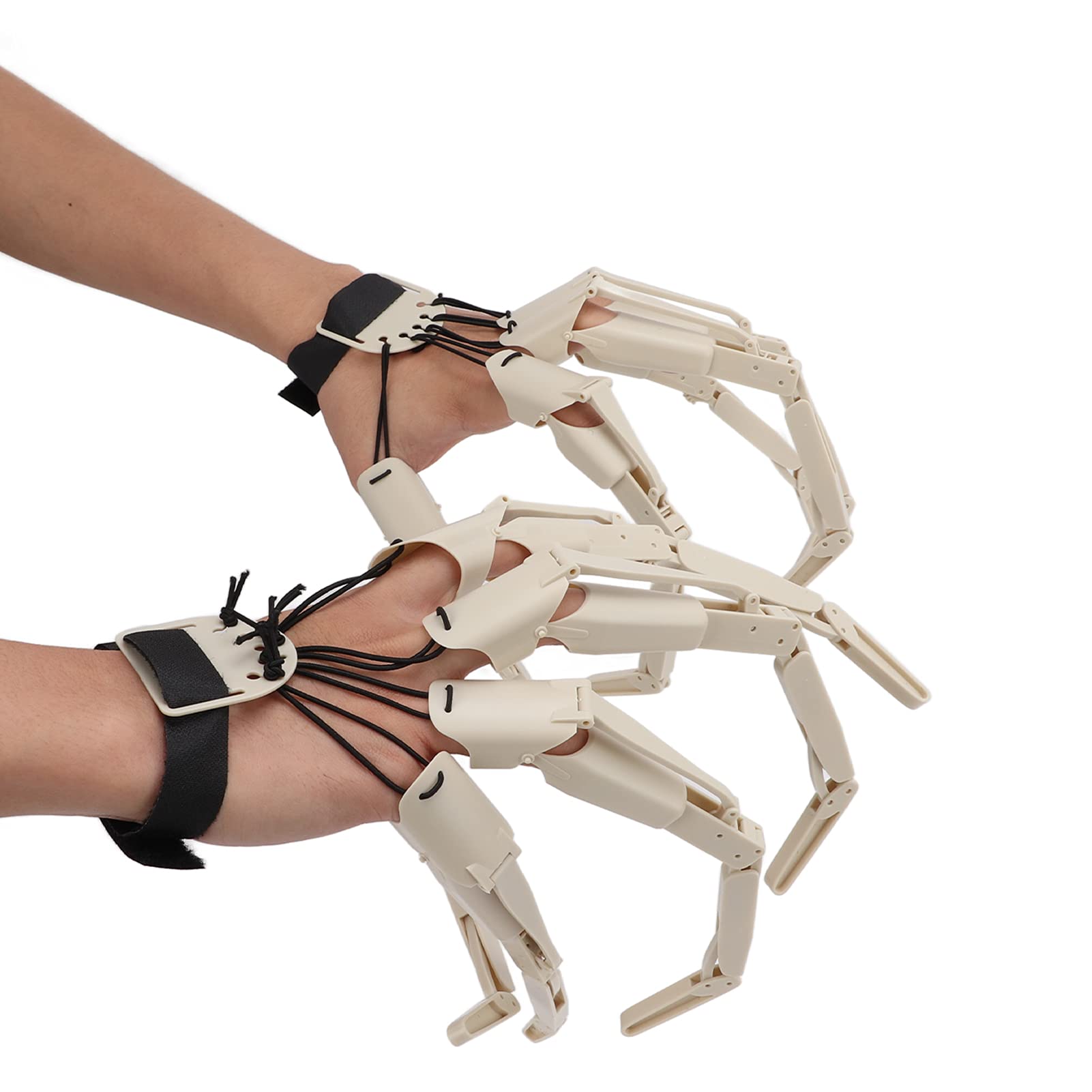 Luqeeg Halloween Articulated Finger Extension Toys, Wearable Flexible Scary Skeleton Bone Claw Hand, Witch Ghost Gloves Claws Extender Cosplay Accessories, Horror Party Decoration Props(Beige)