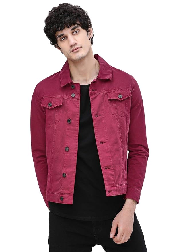 maroon denim jacket