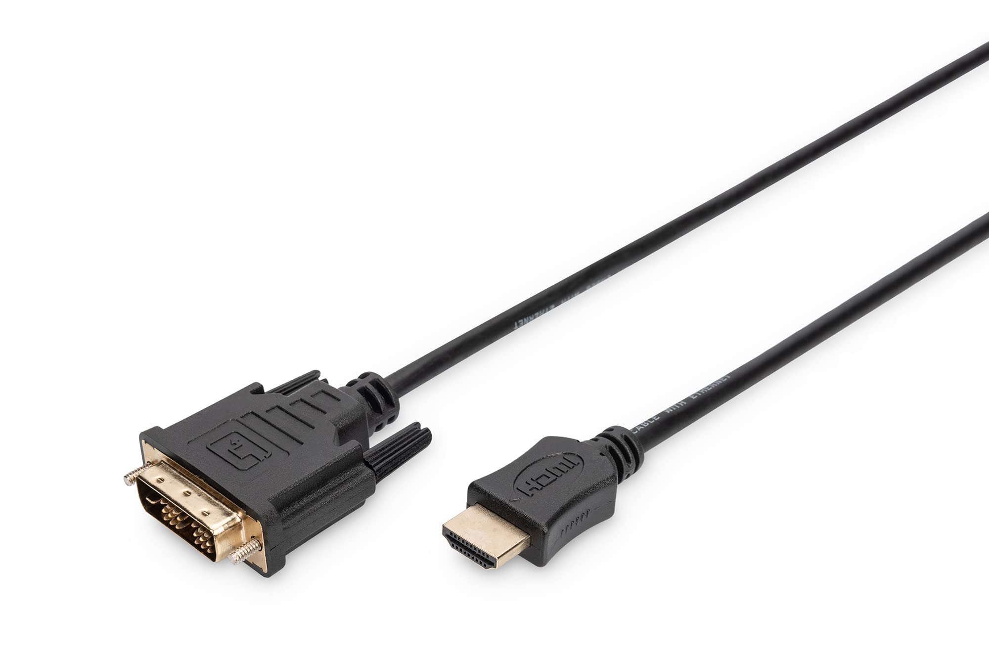 DIGITUS HDMI Adapter Cable - Type A to DVI-D (18+1) - Full HD - 2m - Single Link - Compatible with PC, Monitor, Projector - Polybag - Black
