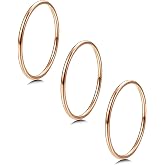 LOYALLOOK 3Pcs 1mm Thin 14K Gold Plated Stackable Rings For Women Non Tarnish Stainless Steel Plain Stacking Knuckle Thumb Pinky Statement Band Midi Rings Comfort Fit Size 3 to 10