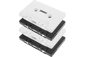 CAXUSD 4Pcs DIY Vintage Blank Cassette Tape Wall Decoration Set Hard Case, Black White Handcraft Accessory