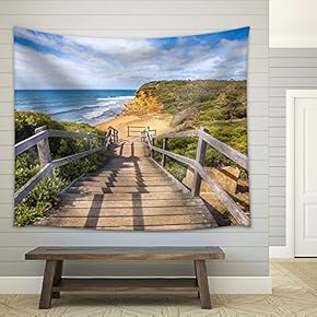 Walkway of The Legendary Bells Beach - The Beach of The Cult Film Point Break - Fabric Wall Tapestry Home Decor - 51x60 inches