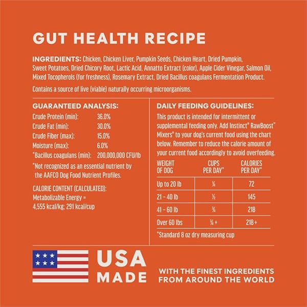 INSTINCT RAW BOOST MIXERS FREEZE DRIED DOG FOOD TOPPERS FOR DRY FOOD, GRAIN FREE DOG FOOD TOPPERS WITH CHICKEN FOR DOGS – GUT HEALTH, 12.5 OZ