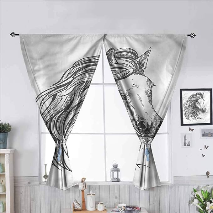 Hiiiman Fashion Design Curtain Drape Equestrian Nobility Horse W55 x
