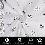 Aomig Bandana Head Scarf Men Women Paisley Print Multi-purpose Headwrap White view 3