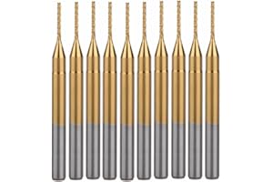 HOZLY 10Pcs 1/8'' Shank 0.8mm Titanium Coat Carbide End Mill Engraving Bits CNC Rotary Burrs Tool for PCB Mould Plastic Fiber Carbon Fiber Hardwood