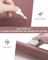 YSAGi Non-Slip Desk Pad 60x35 cm Waterproof PVC Leather Dark Pink view 5