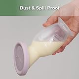 haakaa Manual Silicone Breast Pump 5oz Lavender with Spill-Proof Lid, One-Piece view 5