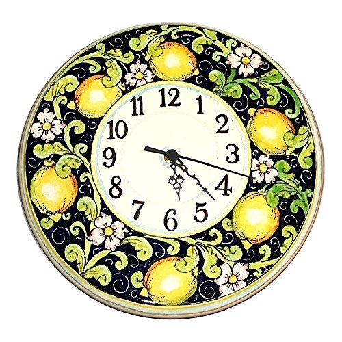 Italian Ceramic Wall Round Clock Art Pottery Hand Painted