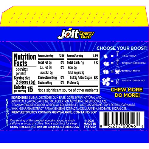 Jolt Icy Mint Energy Gum Caffeine Chewing Gum Increase Energy