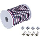 C-able 65.6ft(20m) RGBW Wire Extension Cable with Spool, 12V RGBW 5Pin Led Lights Wires Strip Kit Extend Wire for 5050 3528, with 8PCS RGBW Led Strip Connectors