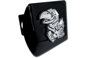 ELEKTROPLATE Kansas Jayhawks"Black with Chrome KU Jayhawk Emblem" Metal Trailer Hitch Cover Fits 2 Inch Auto Car Truck Receiver with NCAA College Sports Logo